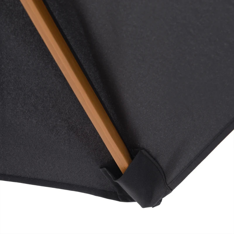 Black 2.5m Wooden Garden Parasol Sun Shade