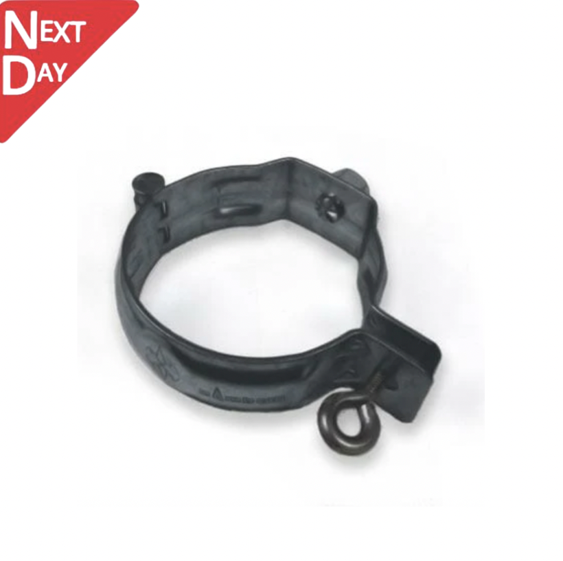 80mm Anthracite Grey Galvanised Steel Downpipe Bracket with M10 Boss - for use with M10 Screw (not included)