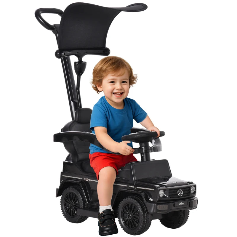 3 in 1 Kids Ride On Push Car Toddler Sliding Car Manual Foot to Floor Slider Push-Along with Horn Steering Wheel Black