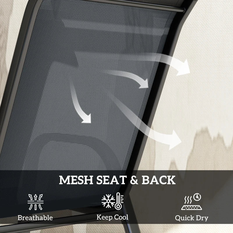 5-Piece Dark Grey Steel Patio Set with Glass-Top Table