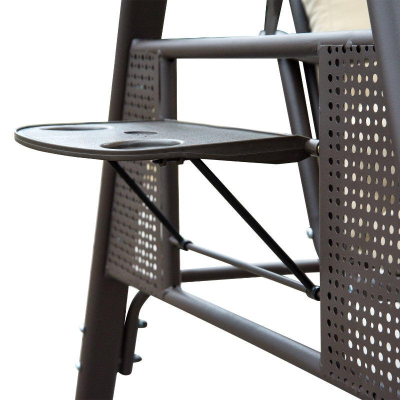 Beige 3-Seater Swing Hammock Chair with Canopy and Cushion