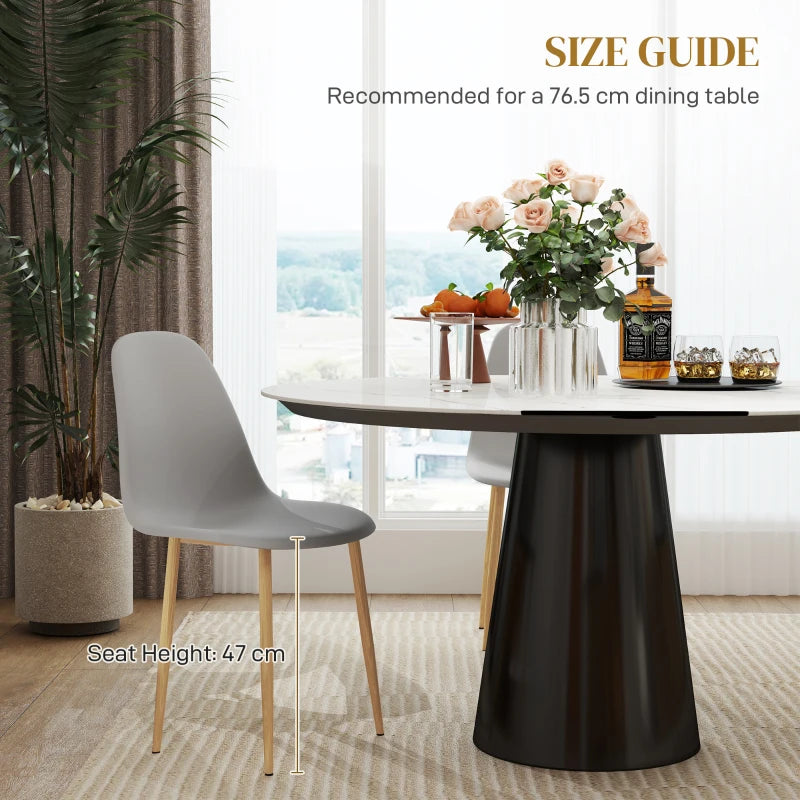 Modern Grey Dining Chairs Set of 4 - Stylish Kitchen Chairs with Backrest & Steel Legs for Dining Room & Living Room