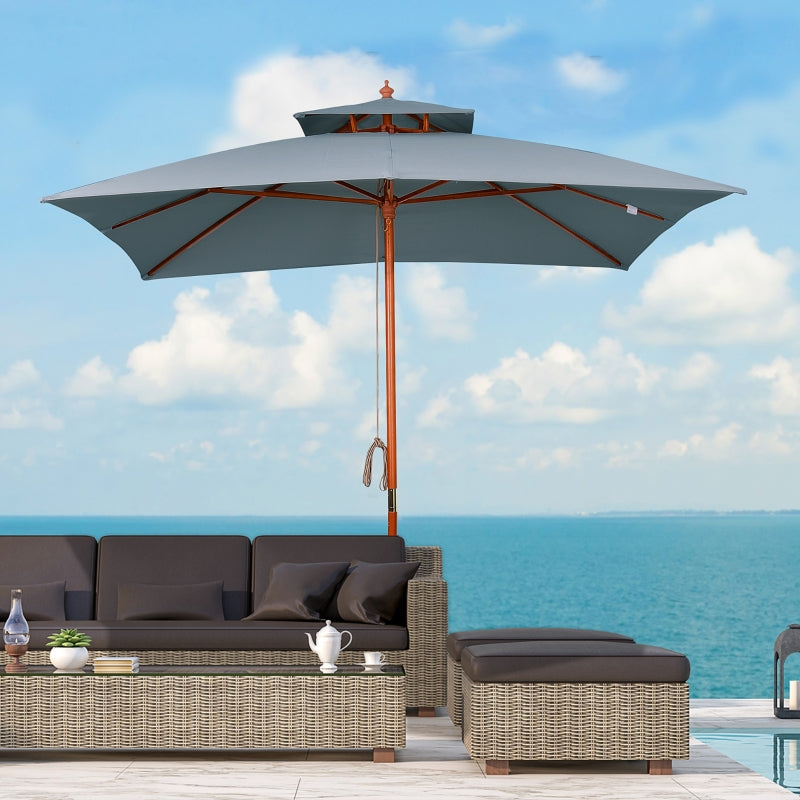 Dark Grey 3x3m Double Tier Patio Garden Umbrella Canopy