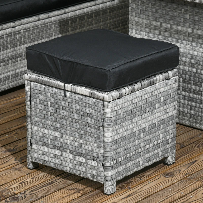 5-Piece Mixed Grey Rattan Corner Sofa With Footstools