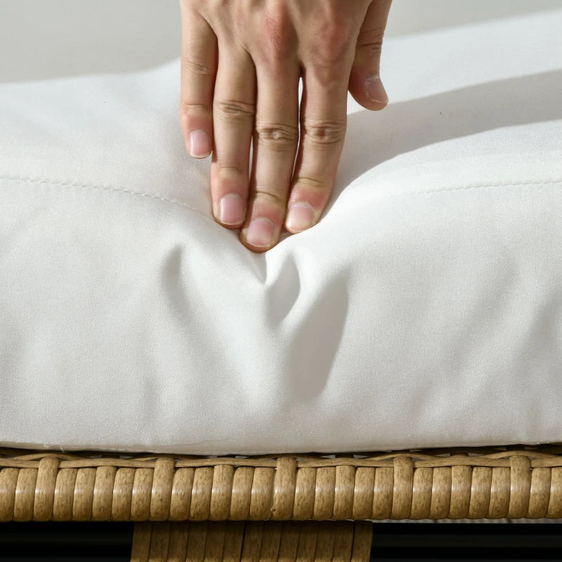 Khaki Rattan Teardrop Egg Chair with Padded Cushions