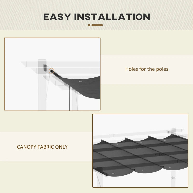 Dark Grey 3x3m Retractable Pergola Canopy Replacement