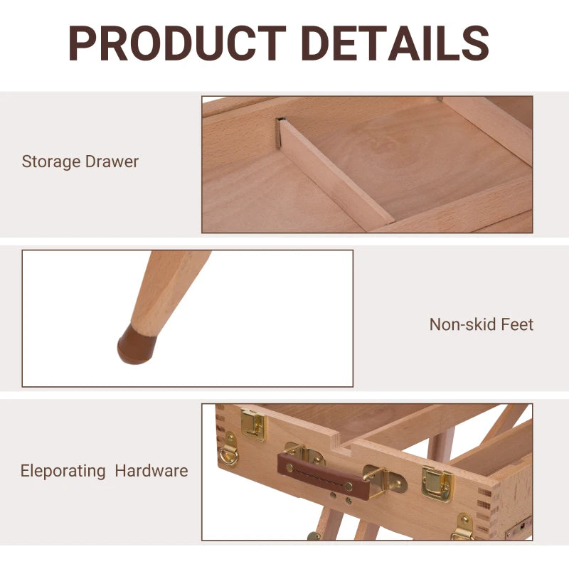 Portable Wooden Art Easel Tripod - Lightweight Folding Sketch Board for Artists & Painters - Natural Wood Craft Supplies