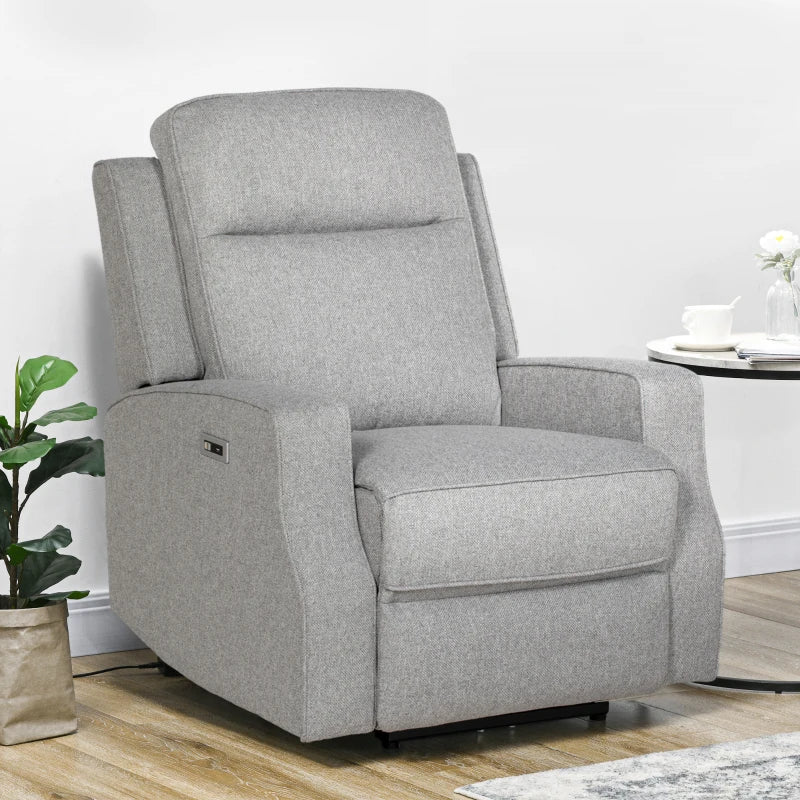 Electric Reclining Chair with USB Port and Footrest - 150° Grey Comfort for Your Living Room