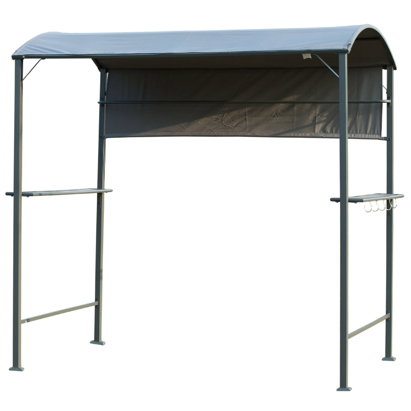 2.2m x 1.4m Black BBQ Grill Gazebo with Shelves and Hooks