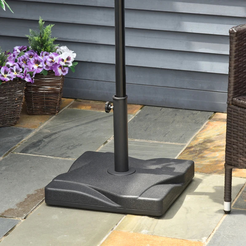 Black Square Cement Parasol Base - 20kg, Fits Φ32mm, Φ38mm, Φ48mm Pole