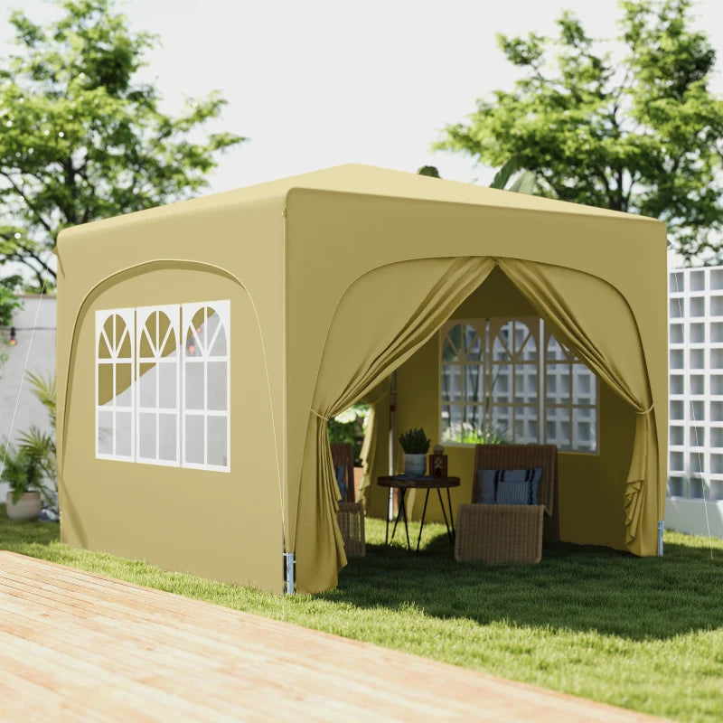 3 x 3m Pop-Up Gazebo with Accessories - Sand Colour
