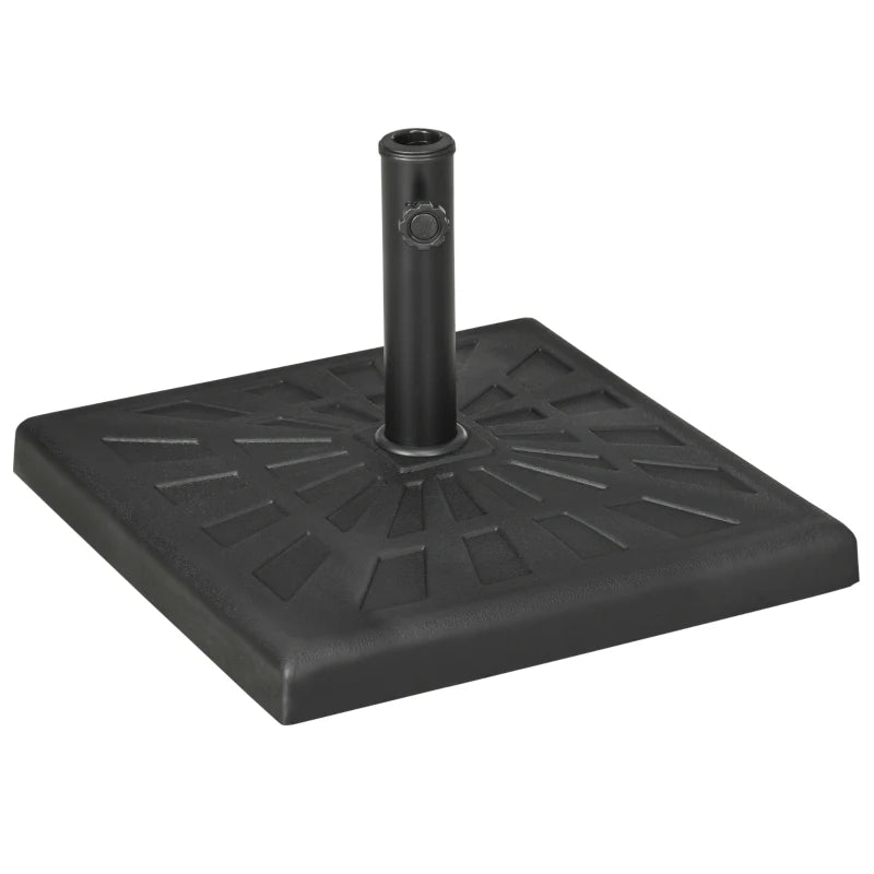 Black Square Resin Garden Parasol Base Holder - 19kg Weight