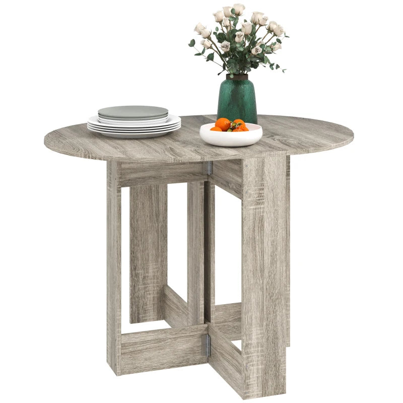 Space-Saving Drop Leaf Folding Dining Table for Small Spaces - Stylish Grey Kitchen & Dining Room Furniture
