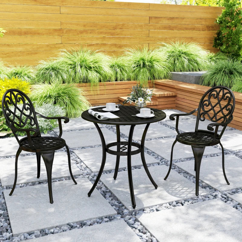 Elegant Black Aluminium Garden Set - 3-Piece Outdoor Furniture