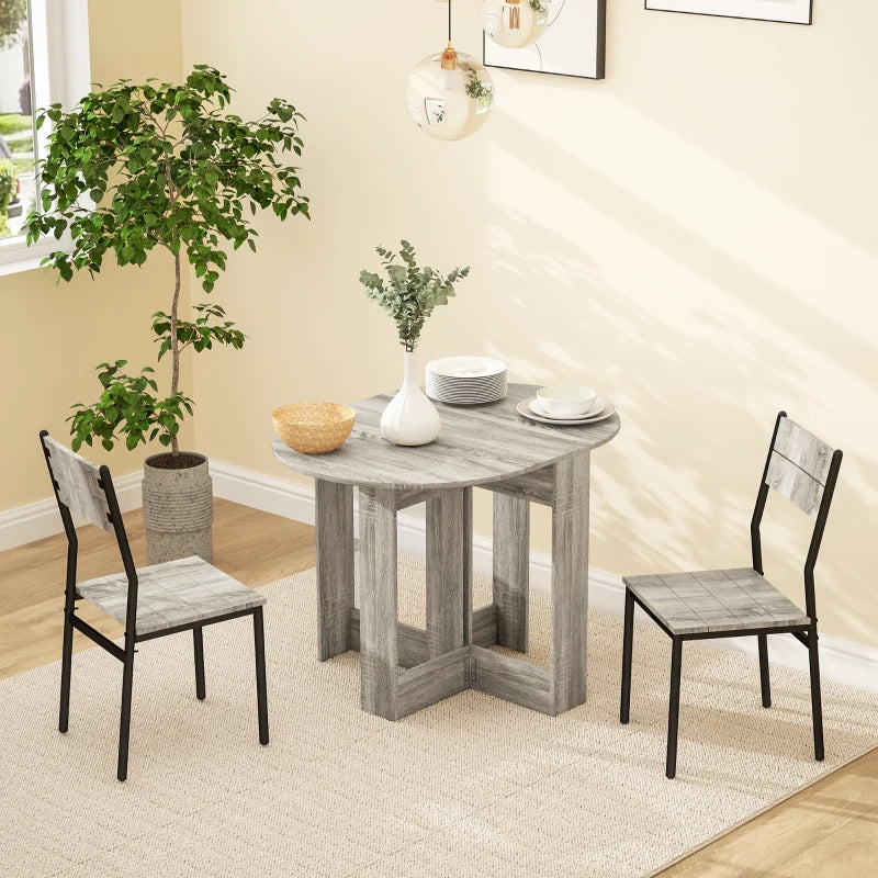 Space-Saving Drop Leaf Folding Dining Table for Small Spaces - Stylish Grey Kitchen & Dining Room Furniture