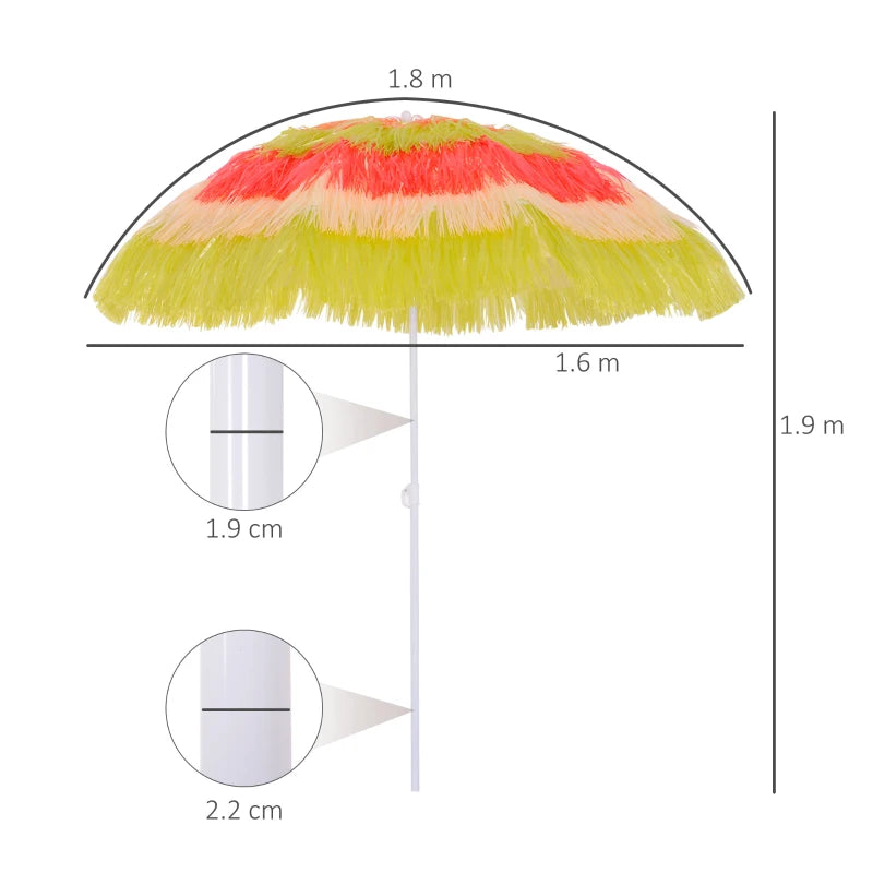 Multicolor 1.6m Beach Sun Umbrella with Tilting Crank