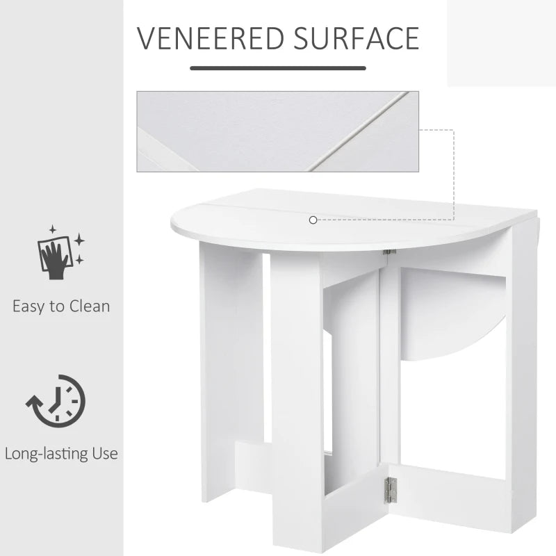 Space-Saving Drop Leaf Folding Dining Table for Small Spaces - Ideal for Kitchen & Dining Room - Elegant White Finish