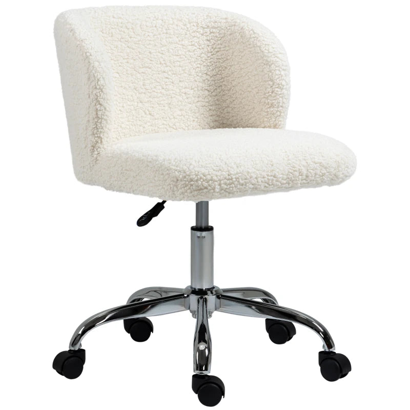 Ergonomic White Office Chair with Adjustable Height, Rolling Wheels, and Modern Design for Home and Office Use
