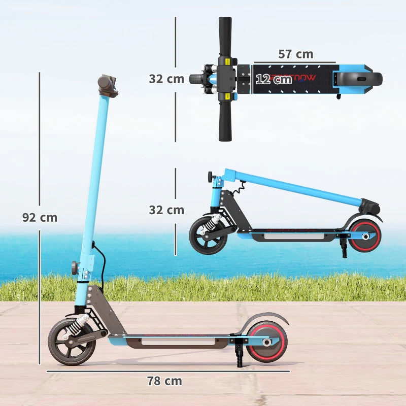 Folding Electric Scooter for Kids with Dual Brakes Front Suspension and LED Lights Blue