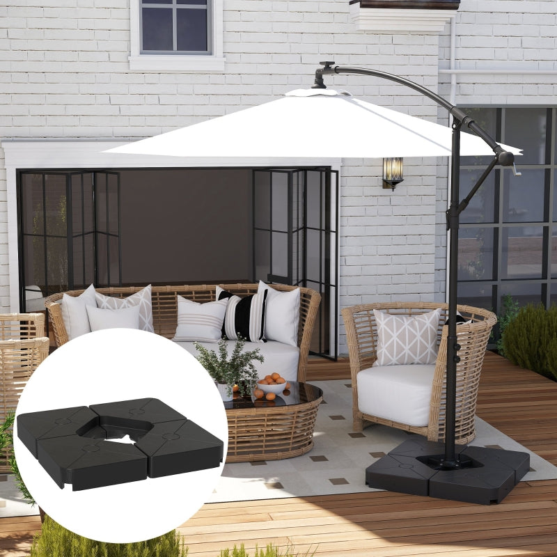 Heavy Duty Cantilever Parasol Base Weights - Set of 4, 64kg Sand or 55kg Water Filled, Black