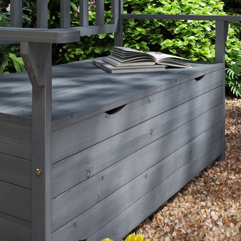 Grey Two-Seater Garden Storage Bench - Outdoor Furniture for Patio and Garden