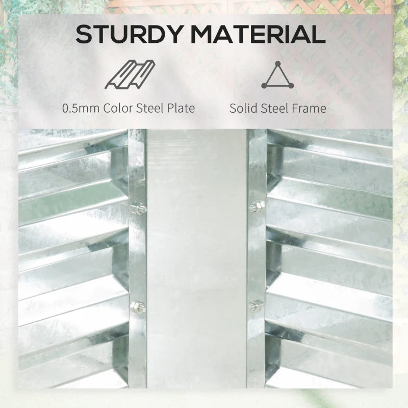 Steel Raised Garden Bed with Greenhouse, Clear Cover, 185L x 95W x 92H cm