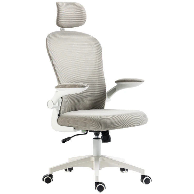 Vinsetto Ergonomic Multi-Adjustable Office Chair with Lumbar Support, Headrest & Breathable Mesh Back - Stylish Grey Design