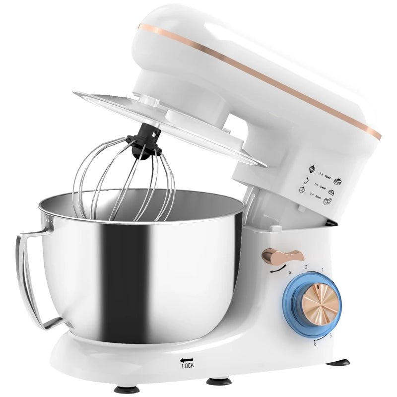 Premium 1300W White Kitchen Stand Mixer with Accessories - Powerful, Versatile, Ideal for Baking and Cooking Enthusiasts