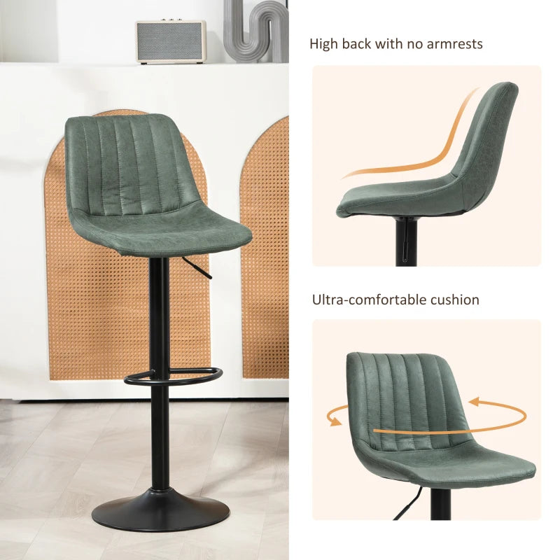 Set of Two Vintage Green Tub Bar Stools for Kitchen or Dining Room