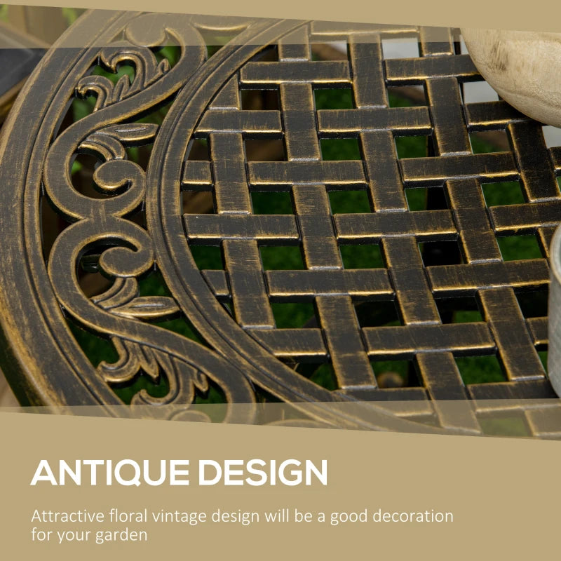 Bronze Round Industrial Side Table with Hollow Top - Patio, Garden, Balcony