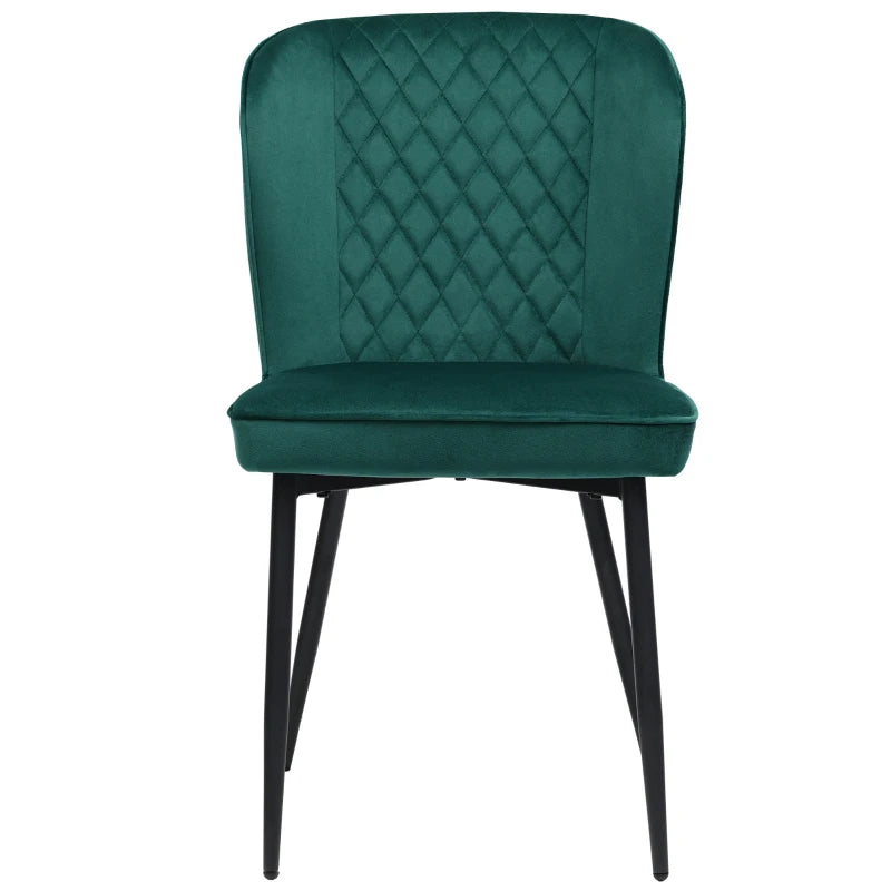 Set of 2 Modern Velvet Wingback Chairs with Metal Legs - Stylish Accent Chairs for Dining Room & Living Room, Green