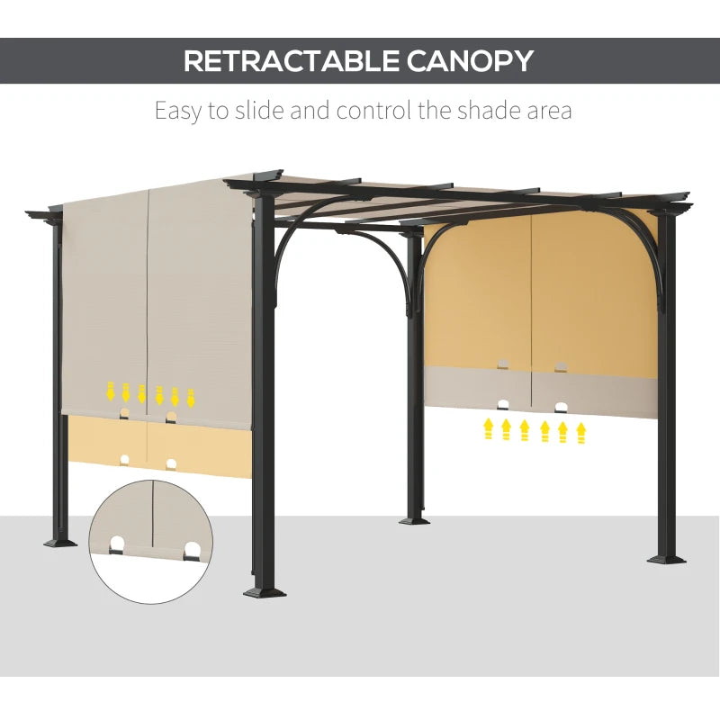 3m x 3m Outdoor Retractable Pergola - Beige
