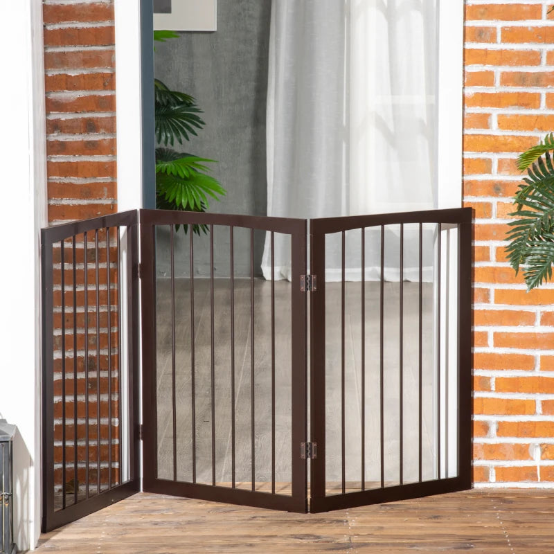 Foldable 3 Panel Dog Gate - 76cm Indoor Safety Barrier, Free Standing Pet Door Gate for Dogs and Pets