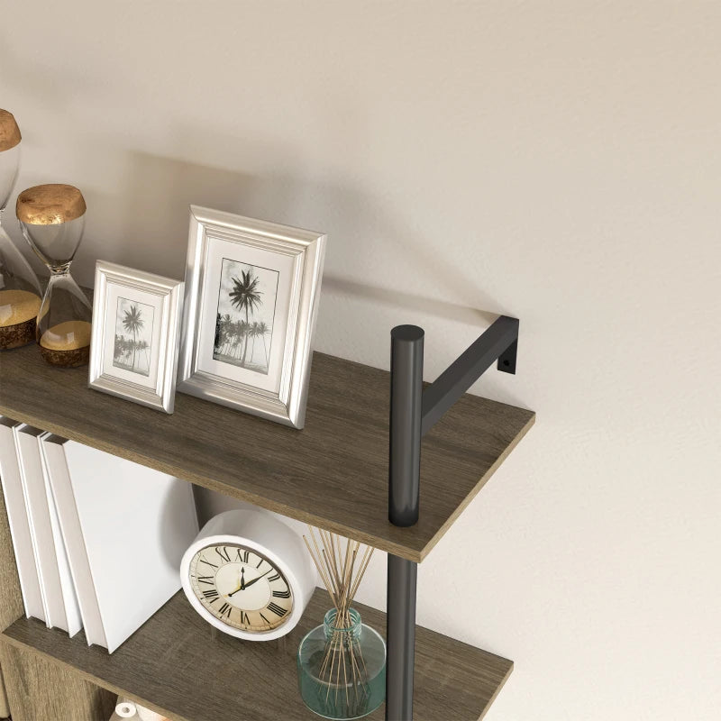 Three-Tier Floating Shelf - Stylish Grey Wood Effect Wall Storage for Home Decor and Organization