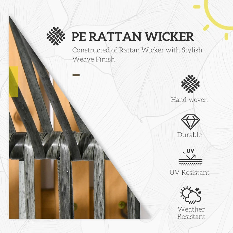 Grey/Black Rattan Egg Chair with Padded Seat Cushion