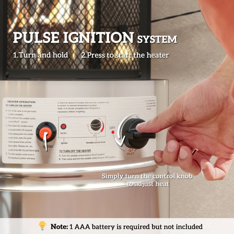 11kW Adjustable Heat Gas Patio Heater - Outdoor Heating for Patios, Gardens, and Decks