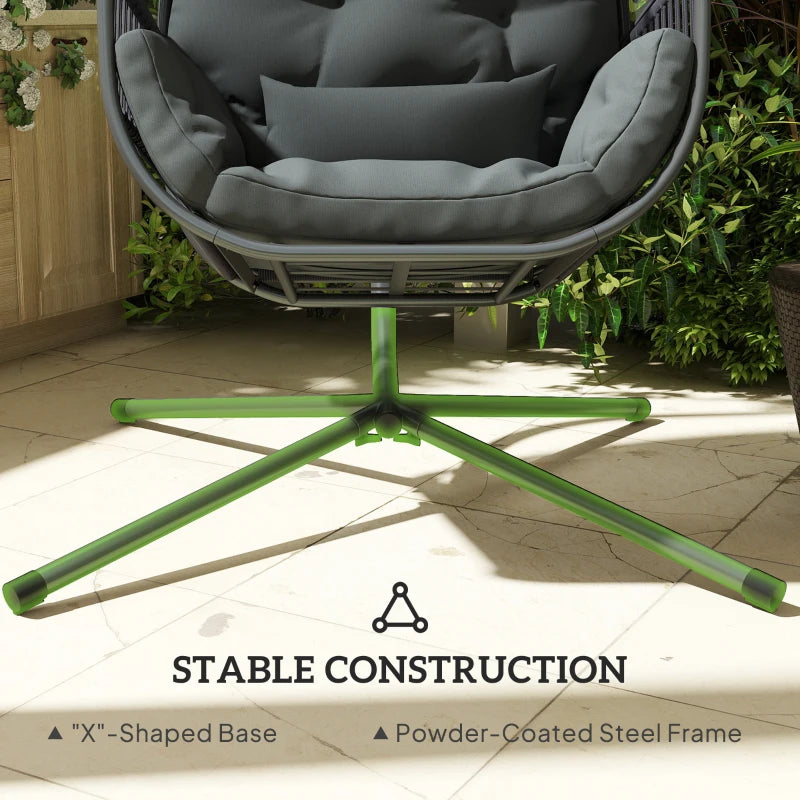 Hanging Egg Chair with Stand - Indoor Outdoor Swing Hammock, Cushions, Adjustable Height, Dark Grey