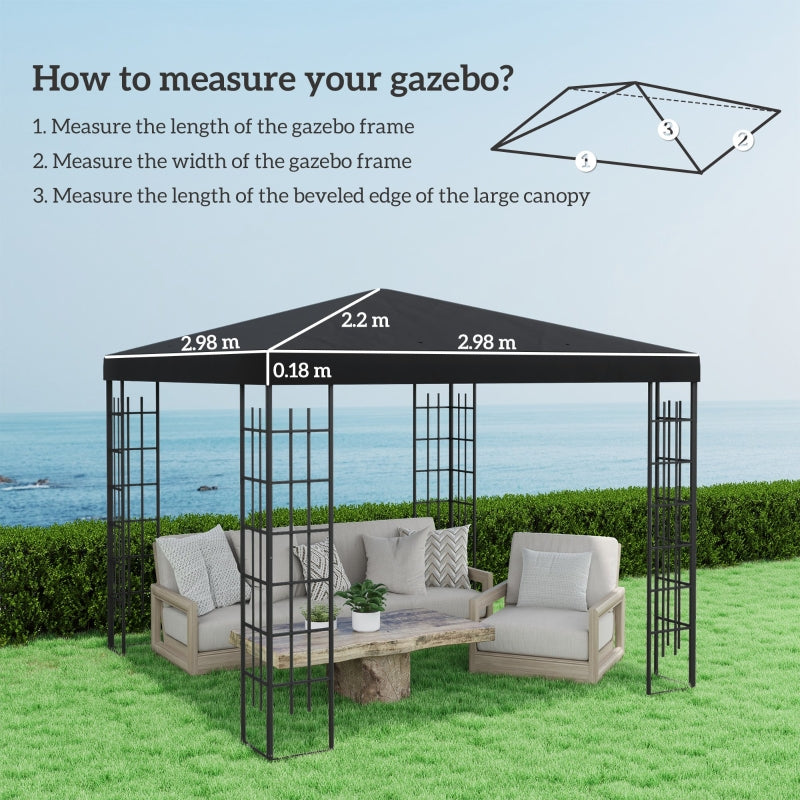 Durable Black 3x3m Gazebo Frame Replacement