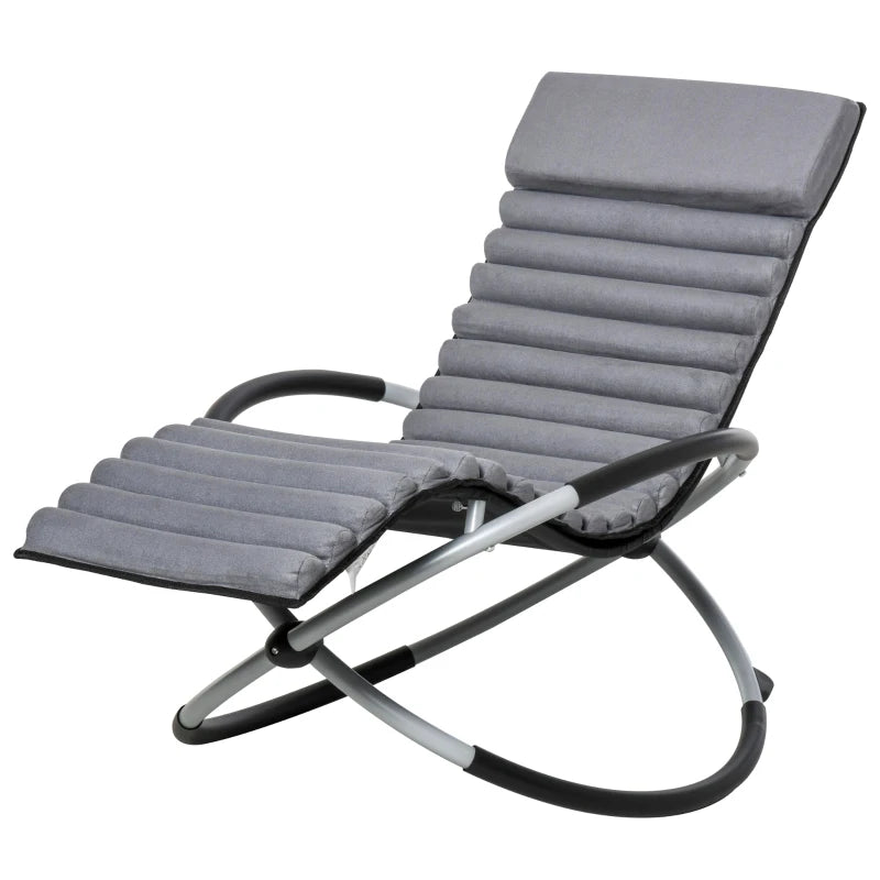 Metal Orbital Rocking Chair with Padded Mat - Black Grey