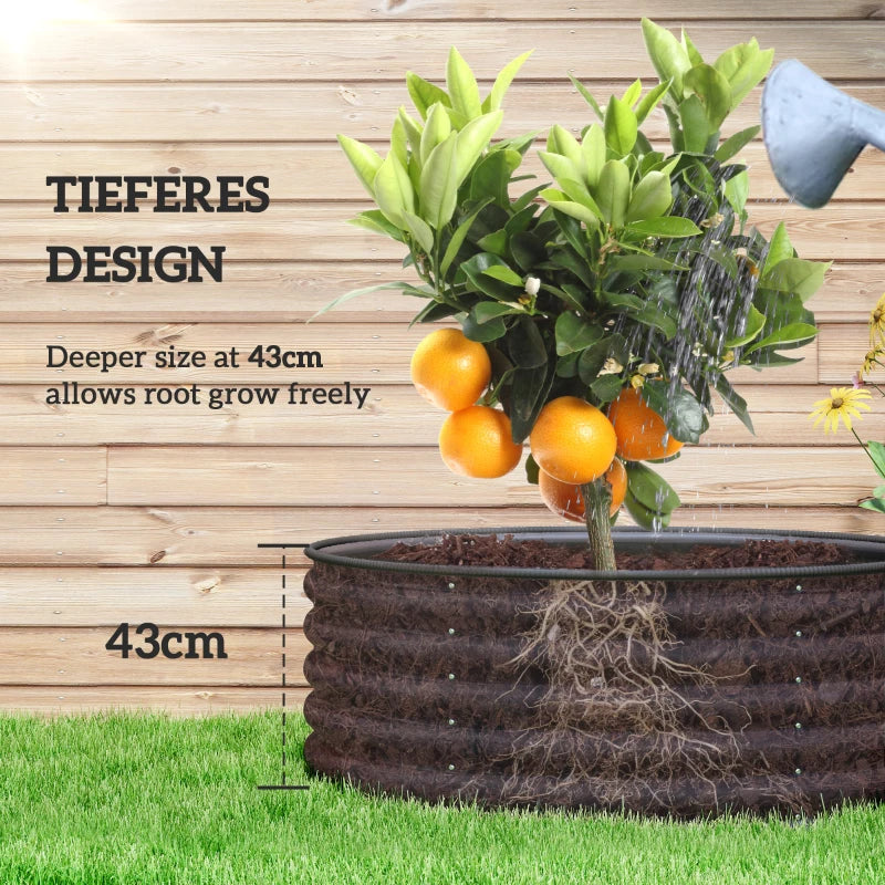 Galvanised Raised Garden Bed with Safety Edging - Outdoor Planter Box, 120 x 120 x 43 cm, Dark Grey