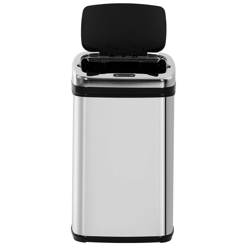 30L Stainless Steel Motion Sensor Trash Bin - Silver Tone, Touchless Design, Modern Kitchen Waste Container, Easy Clean, Odor Control