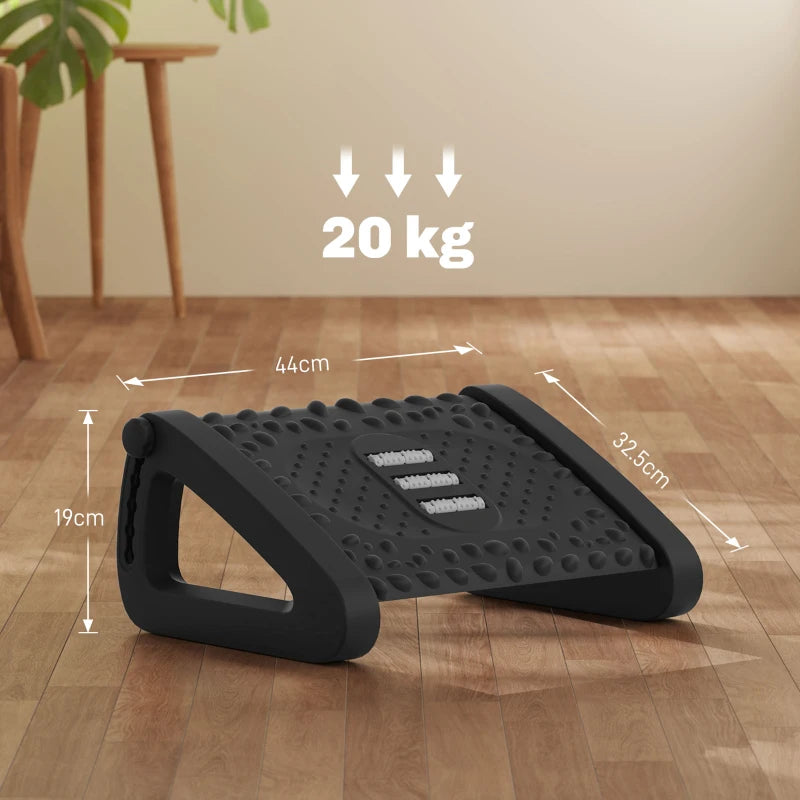 Ergonomic 10°-45° Six-Angle Massage Footrest - Adjustable Black Footrest for Ultimate Comfort and Relaxation