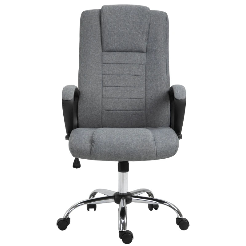 Vinsetto Dark Grey Linen-Look Swivel Office Chair - Ergonomic Design, Adjustable Height, Modern Home & Office Furniture