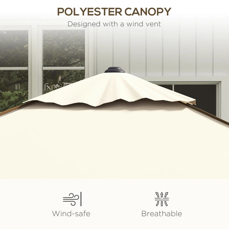 Square Beige/Brown Canopy Parasol with Contrast Piping - 215cm