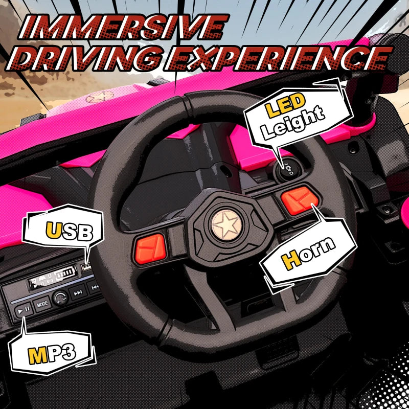 12V Kids Electric Ride On Car with Remote Control and Suspension for Ages 3-5 Pink