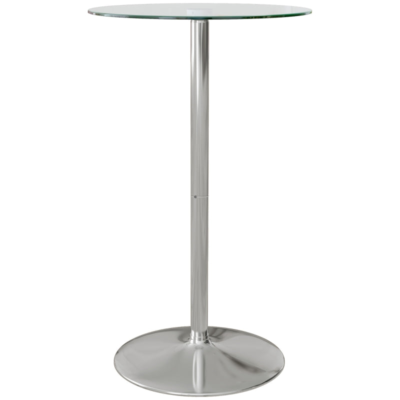 High Top Round Bistro Table for 2 - Tempered Glass Top & Steel Base - Stylish Kitchen Dining Table