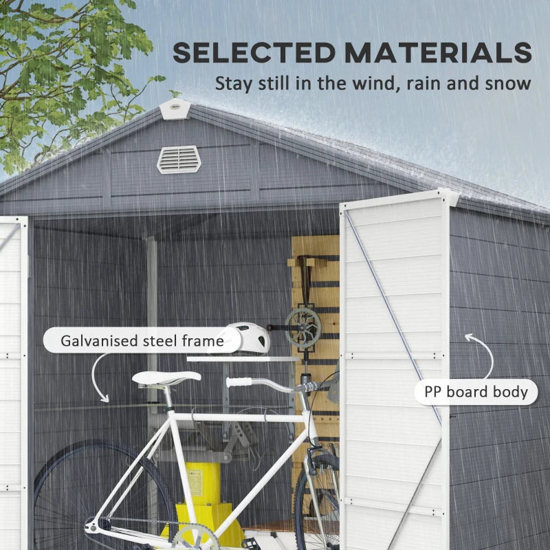 7.9ft x 6.2ft Aluminium Frame and Plastic Wall Shed With Foundation