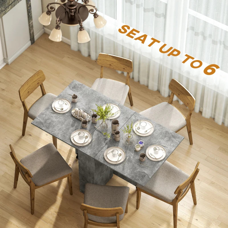 Folding Drop Leaf Dining Table with 2-Tier Shelves & Rolling Casters - Space-Saving Kitchen Table in Cement Grey