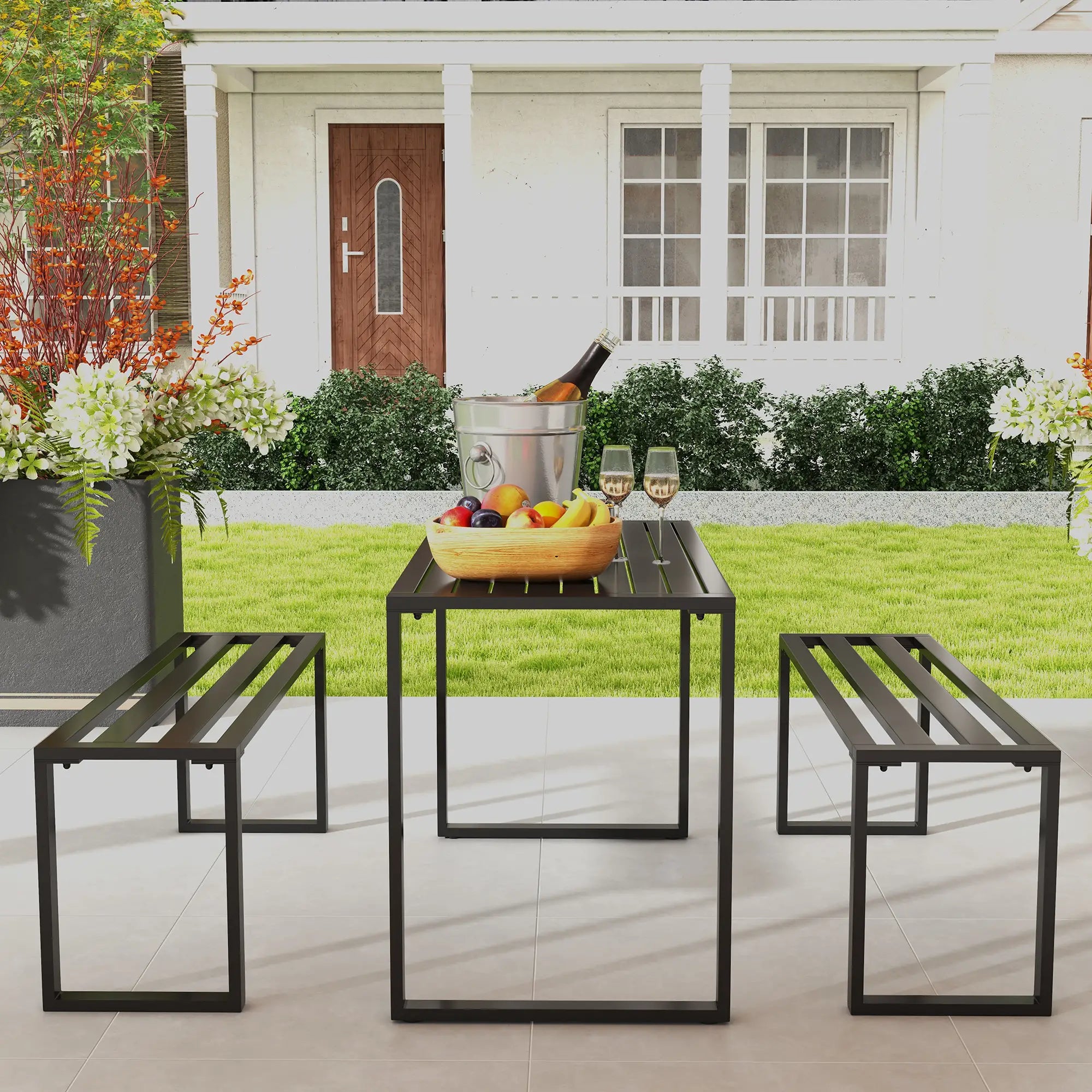 Black Metal Picnic Table