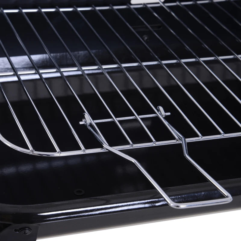 Charcoal BBQ Grill with Side Trays and Storage Shelf - Outdoor Patio Garden